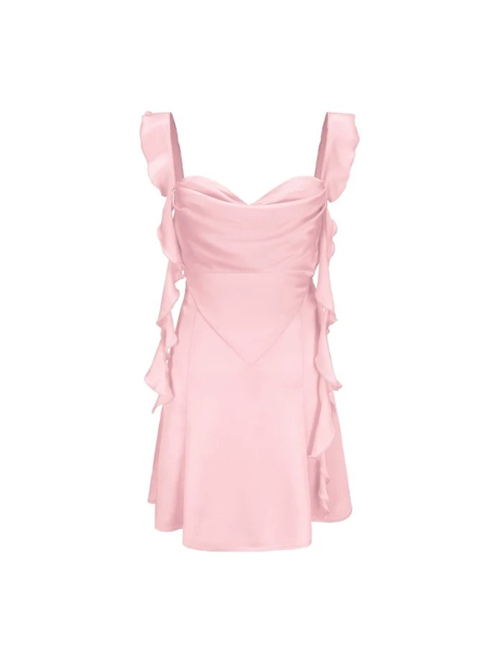 Nana Jacqueline Blush Pink Ruffle Strap Mini Dress
